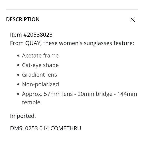 Quay Australia Come Thru 57MM Cat Eye Sunglasses- Doe/Brown Fawn - Picture 5 of 10